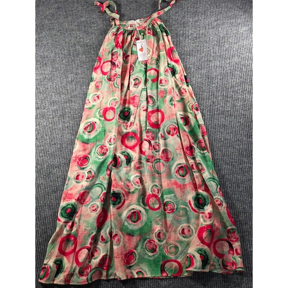 Abaadlw Dresses & Skirts - Abaadlw Womens Pink Green Abstract Circle Print Halter Maxi Dress NWT Size S